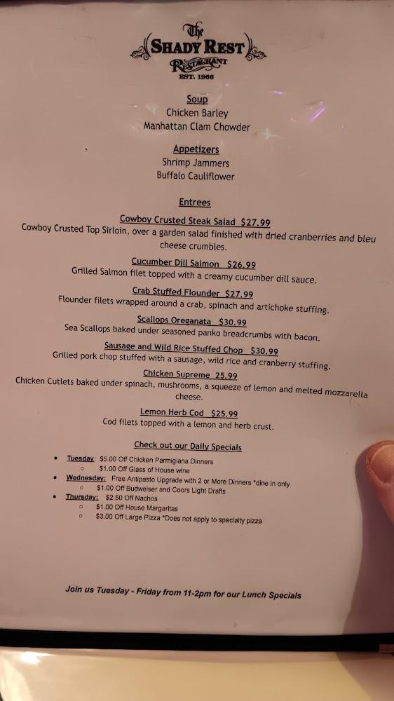 Shady Rest Restaurant Menu image 3